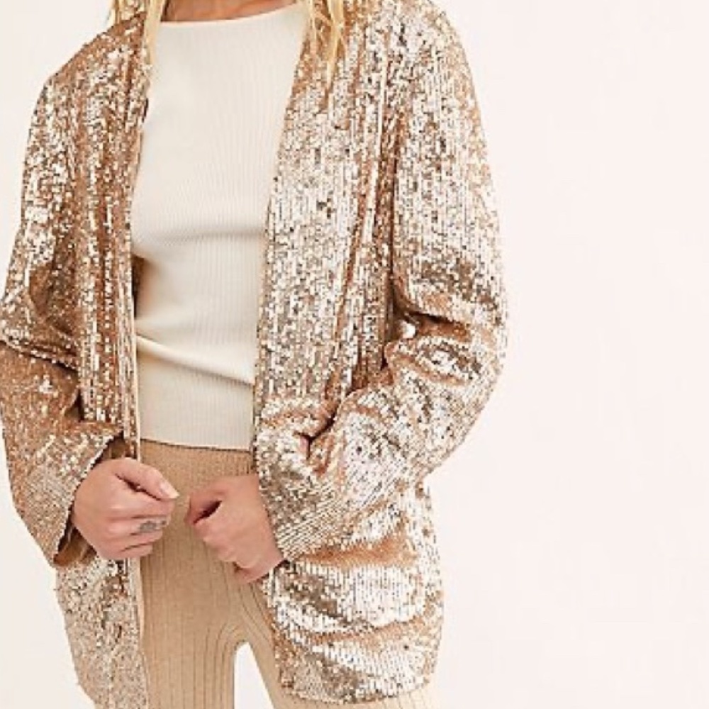 Free People Rose gold sequin blazer jacket